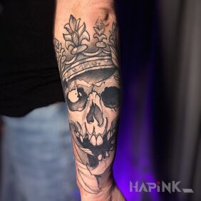 Tattoo Skull woman on the forearm motif: skulls style: graphic / illustrative