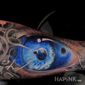 Tattoo Modes on the forearm motif: 3D style: biomechanics