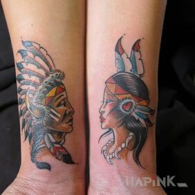 Tattoo Indians on the forearm motif: Indian