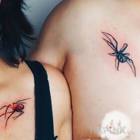 Tattoo Spiders on the collarbone motif: insects style: realistic