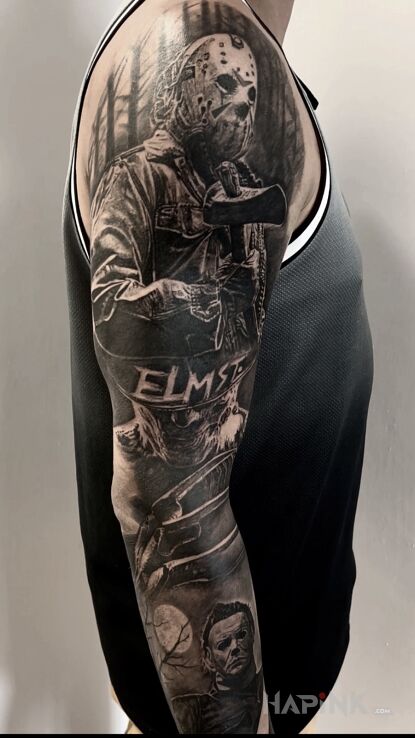 Tattoo Rękawek in characters motif and realistic style on the forearm
