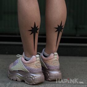 Tattoo Symmetrical stars on the leg motif: other style: blackwork / blackout