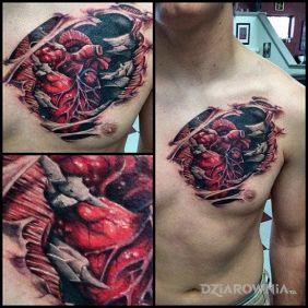 Tatuaż Serducho na klatce motyw: anatomiczne styl: realistyczne