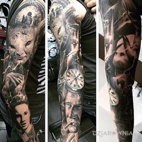 Tatuaż Labirynt Fauna na ramieniu motyw: postacie styl: realistyczne
