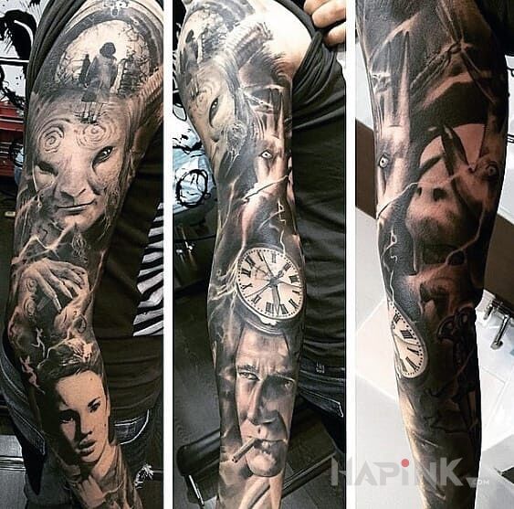 Tattoo Labirynt Fauna in sleeves motif and realistic style on the forearm