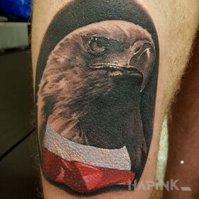 Tattoo White Eagle on the leg motif: patriotic style: realistic