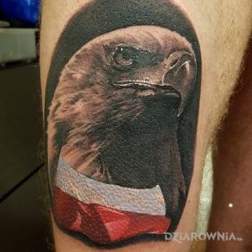 Tatuaż Orzeł Biały na nodze motyw: zwierzęta styl: realistyczne