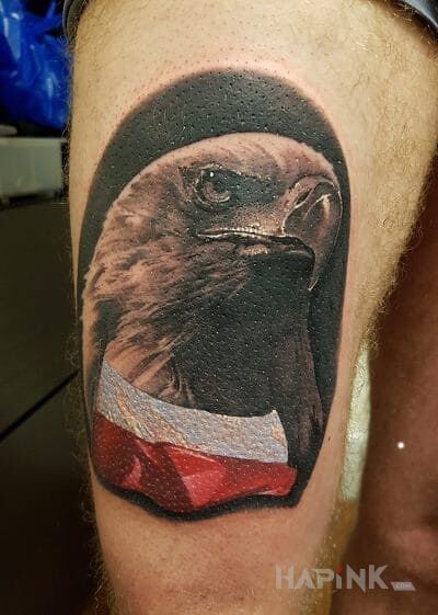 Tattoo Orzeł Biały in animals motif and realistic style on the leg