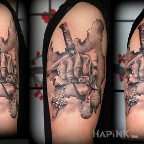 Tattoo Polish partition on the upper arm motif: 3D