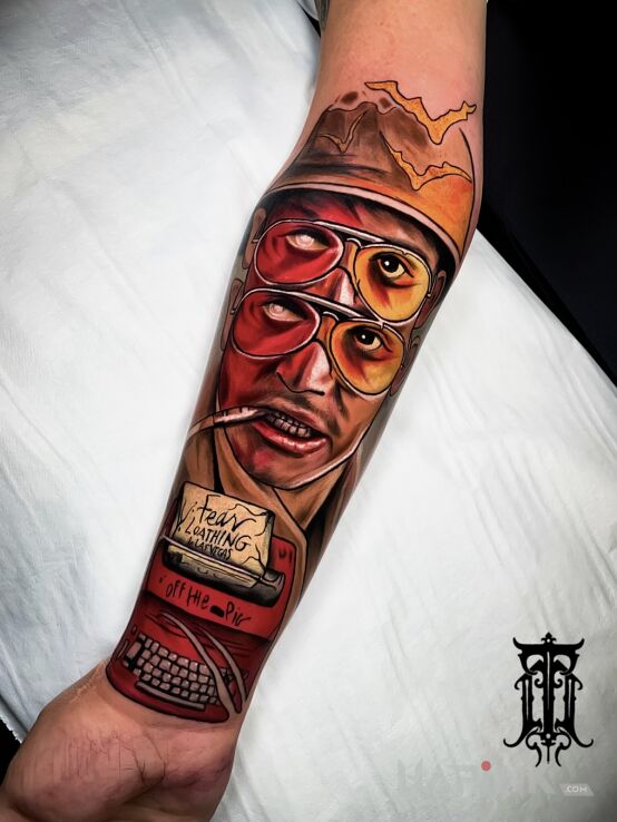 Tattoo Las Vegas Parano na fazie in faces motif and neo-traditional style On the arm