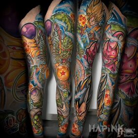Tattoo Dragon Ball Leg Sleeve on the tibia motif: characters style: cartoon / comic book