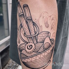 Tattoo Ramen Soup On the arm motif: other style: graphic / illustrative