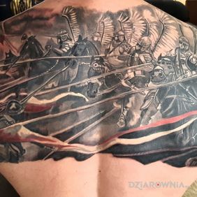 Tatuaż Husaria Polska na plecach motyw: patriotyczne