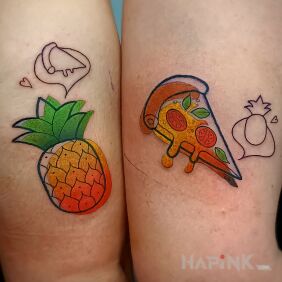 Tattoo Mismatched Couple on the upper arm motif: funny style: graphic / illustrative