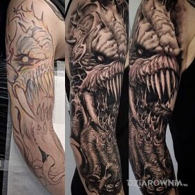 Tatuaż Demon. Freehand. Bioorganika. na ręce motyw: zwierzęta styl: organika