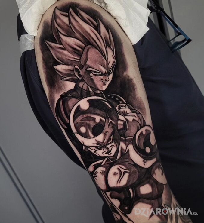 Tatuaż dragon ball son goku manga anime w motywie manga / anime i stylu kontury / linework na plecach