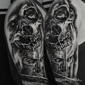 Tatuaż Sparta. Czaszka. 300. na ręce motyw: czaszki styl: realistyczne