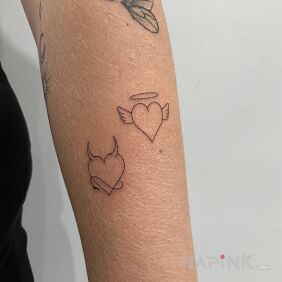 Tattoo Hearts On the arm style: minimalistic
