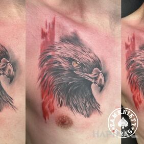 Tattoo Eagle on the chest motif: patriotic style: realistic