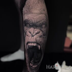 Tattoo 🦍 Unlimited possibilities of art on skin! 🦍 on the calf motif: black and gray style: realistic