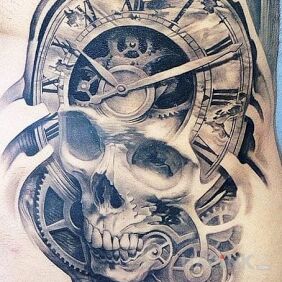 Tattoo Skullcap on the ribs motif: 3D