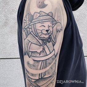 Tatuaż Manekineko Kot na ręce motyw: manga / anime styl: graficzne / ilustracyjne