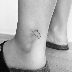 Tattoo Little Turtle on the leg motif: animals style: contour / linework