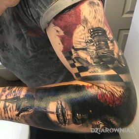 Tatuaż 1/2 rękawa  na przedramieniu motyw: twarze