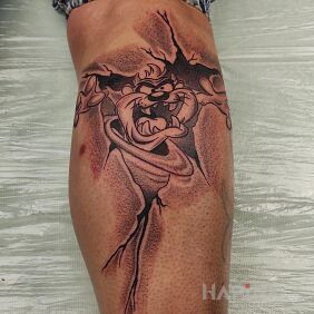 Tattoo Tasman on the leg motif: funny style: graphic / illustrative