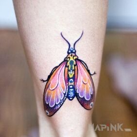 Tattoo Colorful butterfly on the leg motif: butterflies