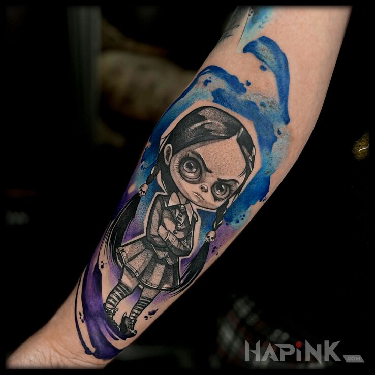 Tattoo Wednesday in colorful motif and Watercolor style on the forearm