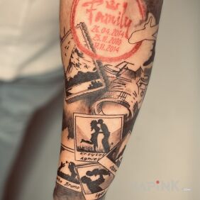 Tattoo FAMILY THEME On the arm motif: Love style: graphic / illustrative