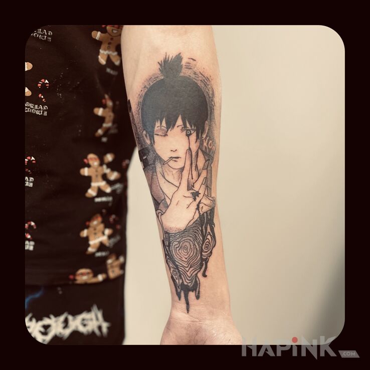 Tattoo ANIME in manga / anime motif and graphic / illustrative style on the forearm