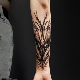 Tattoo BLACKWORK COMPOSITION On the arm motif: other style: blackwork / blackout