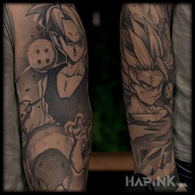 Tattoo Dragon ball on the forearm motif: characters style: graphic / illustrative