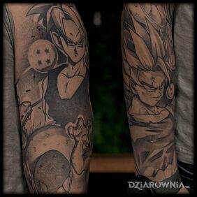 Tatuaż Dragon ball na przedramieniu motyw: postacie styl: graficzne / ilustracyjne