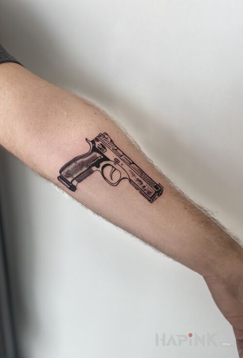 Tattoo SHADOW 2 IN COMIC STYLE in objects motif and graphic / illustrative style on the forearm