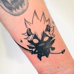 Tattoo Little Devil On the arm style: graphic / illustrative