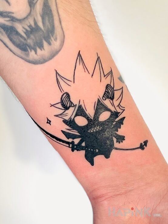Tattoo Little Devil in characters motif and graphic / illustrative style On the arm