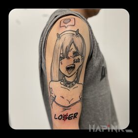 Tattoo Anime girl On the arm motif: characters style: graphic / illustrative