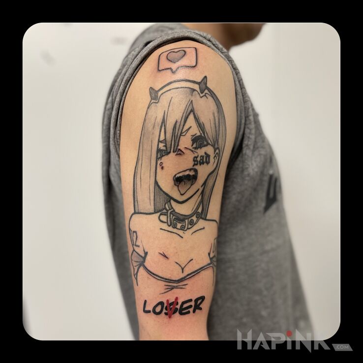 Tattoo Dziewczyna z anime in manga / anime motif and graphic / illustrative style On the arm
