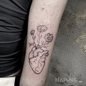 Tattoo Delicate feminine tattoo On the arm motif: fantasy style: contour / linework