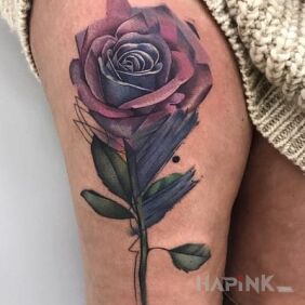 Tattoo Beautiful flower on the leg motif: flowers style: realistic