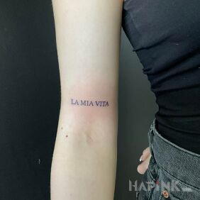 Tattoo My life On the arm style: minimalistic