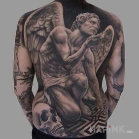 Tattoo Angel on the back motif: angels