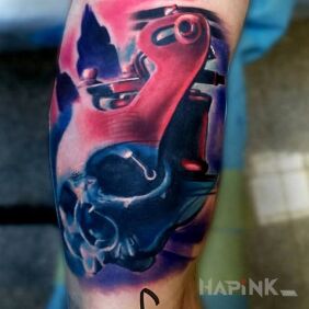 Tattoo Skull on the bicep motif: skulls style: realistic
