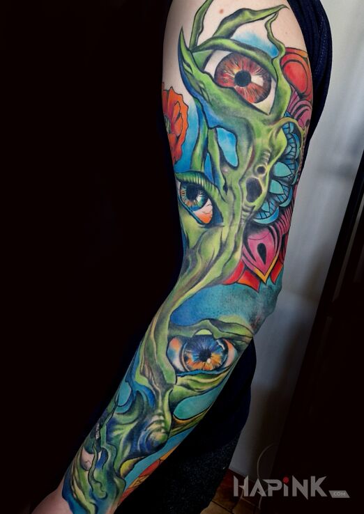 Tattoo Rękaw abstrakcja in sleeves motif and abstract style On the arm