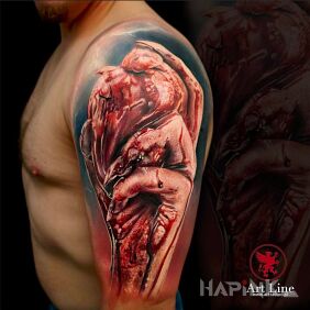 Tattoo The heart is as everyone sees it On the arm motif: anatomical style: realistic