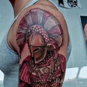 Tattoo Praetorian on the upper arm motif: 3D style: realistic