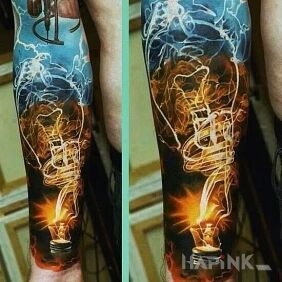 Tattoo Zarowka on the forearm motif: 3D style: realistic